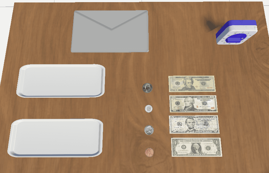 Money test table setup