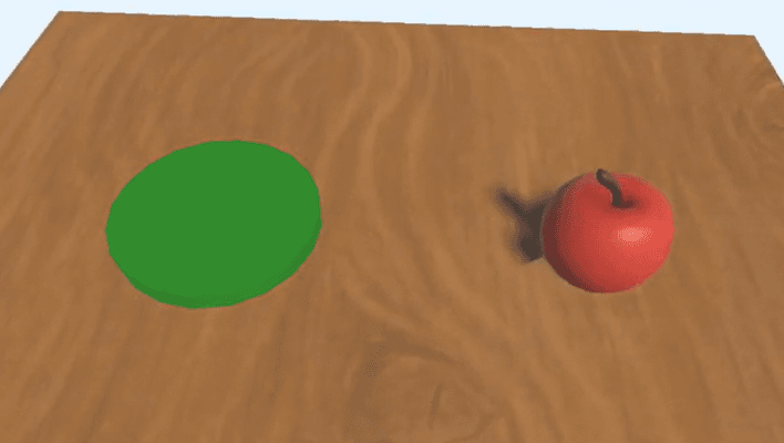 Tutorial scene with apple and plate